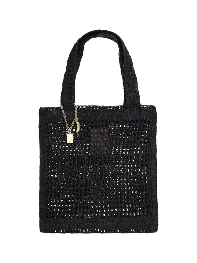 Chloé Women Summer Banana Rafia Tote In Black
