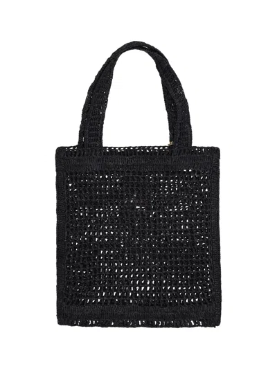 Chloé Women Summer Banana Rafia Tote In Black