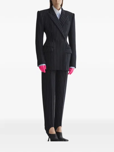 Mugler Pinstriped Slit Hem Trousers In Multi