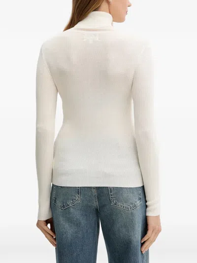 Mc2 Saint Barth Ribbed Roll-neck Top In Neutral