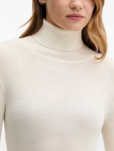 Mc2 Saint Barth Ribbed Roll-neck Top In Neutral