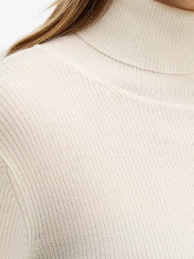Mc2 Saint Barth Ribbed Roll-neck Top In Neutral