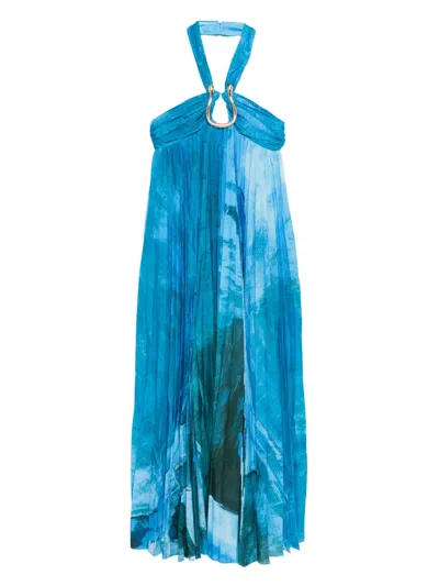 Acler Askham Print Gown In Blue