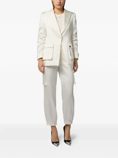 Philipp Plein Patch-pocket Drawstring Cargo Pants In White