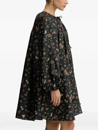 Stine Goya Floral-print Tie-detail Mini Dress In Black