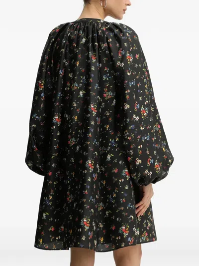 Stine Goya Floral-print Tie-detail Mini Dress In Black