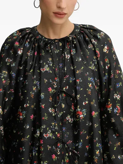 Stine Goya Floral-print Tie-detail Mini Dress In Black
