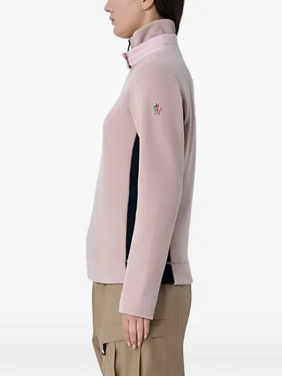 Moncler Half-zip Contrast-panel Sweatshirt In Pink
