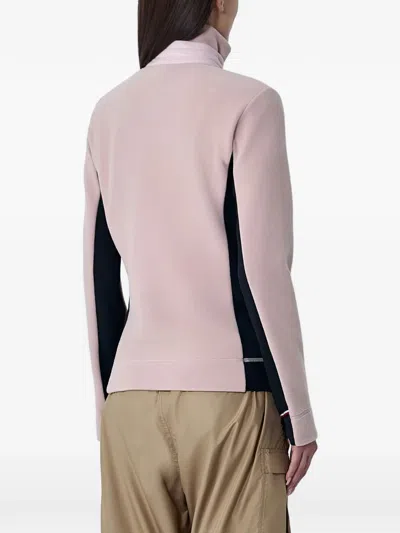 Moncler Half-zip Contrast-panel Sweatshirt In Pink