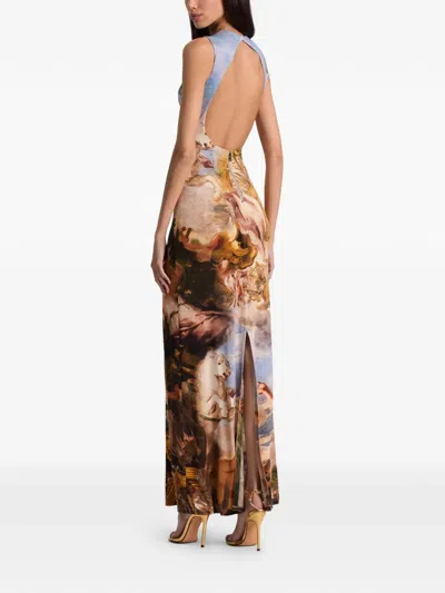 Alice And Olivia Open Back Sleeveless Maxi Dress In Neutral