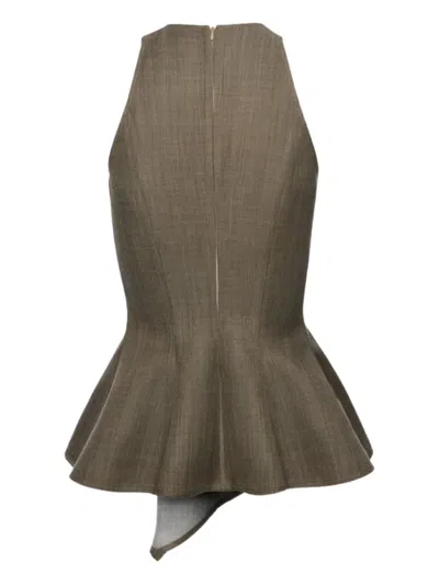 Magda Butrym Wool Peplum Top In Brown
