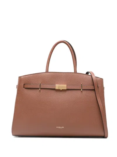 Demellier The Small Hudson Grained Leather Top Handle Bag In Brown