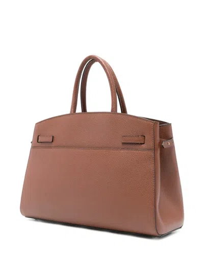Demellier The Small Hudson Grained Leather Top Handle Bag In Brown