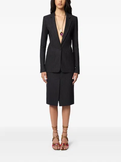 Nina Ricci Pinstriped-pattern Wool Blazer In Black