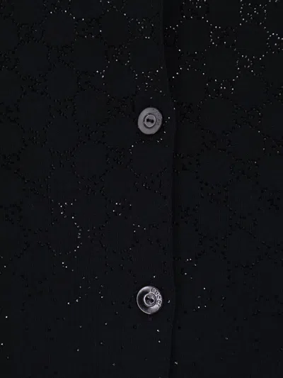 Gucci Women Wool And Viscose Cardigan With All-over Gg Logo In Multi