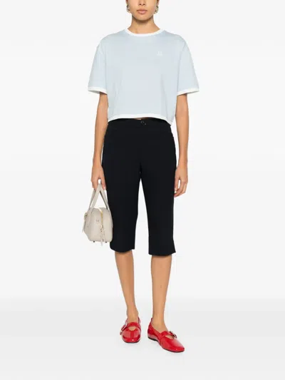 Maje Womens Blue Sky Logo-embroidered Layered-effect Cotton T-shirt In Blue