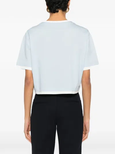 Maje Womens Blue Sky Logo-embroidered Layered-effect Cotton T-shirt In Blue