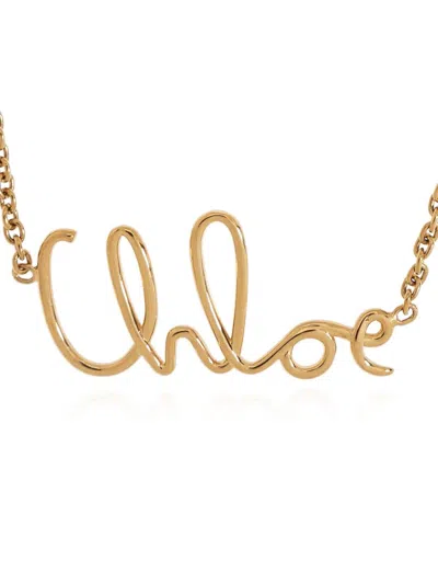 Chloé Women Chloe Iconic Logo Firma Collana In Gold