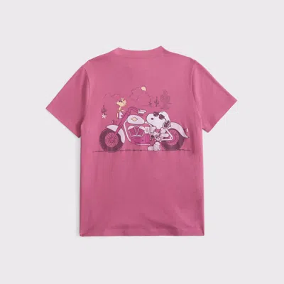 Abercrombie & Fitch Oversized Snoopy Graphic Tee In Pink