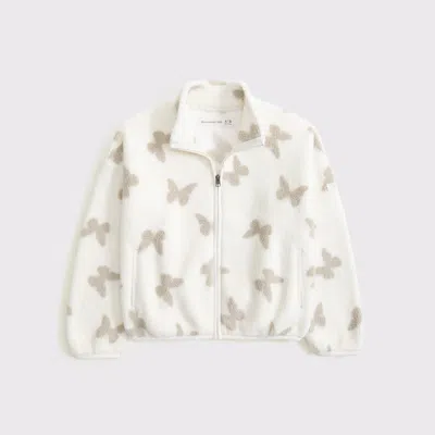 Abercrombie & Fitch Sherpa Full-zip Sweatshirt In White