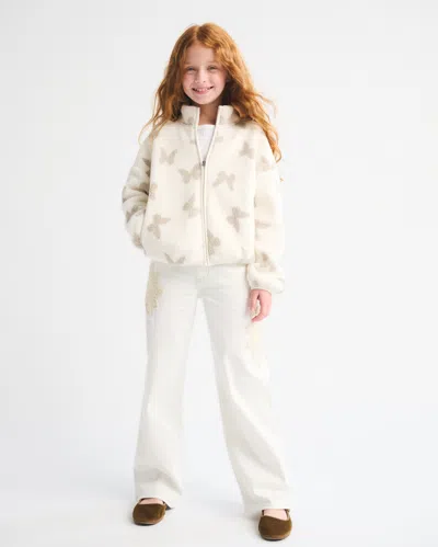 Abercrombie & Fitch Sherpa Full-zip Sweatshirt In White