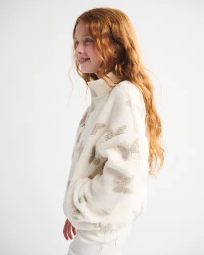 Abercrombie & Fitch Sherpa Full-zip Sweatshirt In White