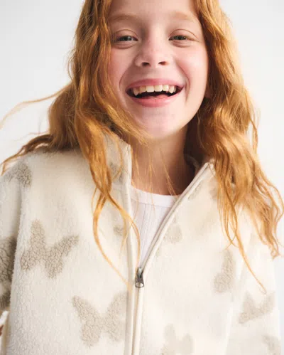 Abercrombie & Fitch Sherpa Full-zip Sweatshirt In White