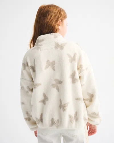 Abercrombie & Fitch Sherpa Full-zip Sweatshirt In White