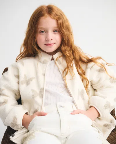 Abercrombie & Fitch Sherpa Full-zip Sweatshirt In White