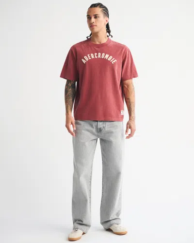 Abercrombie & Fitch Premium Heavyweight 2.0 Logo Tee In Red