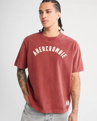 Abercrombie & Fitch Premium Heavyweight 2.0 Logo Tee In Red