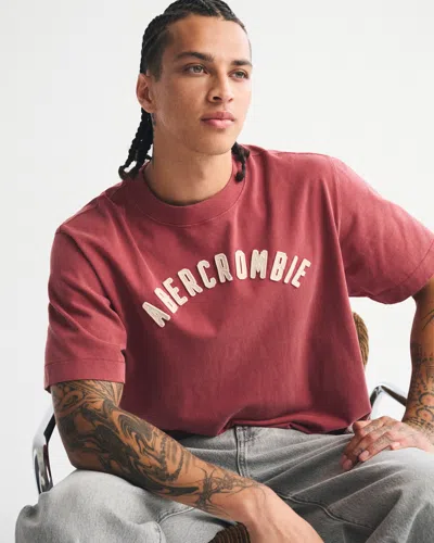 Abercrombie & Fitch Premium Heavyweight 2.0 Logo Tee In Red