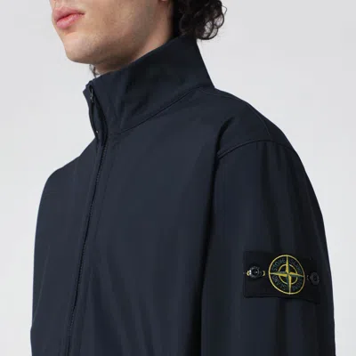 Stone Island Logo Patch Windbreaker Jacket In Blue