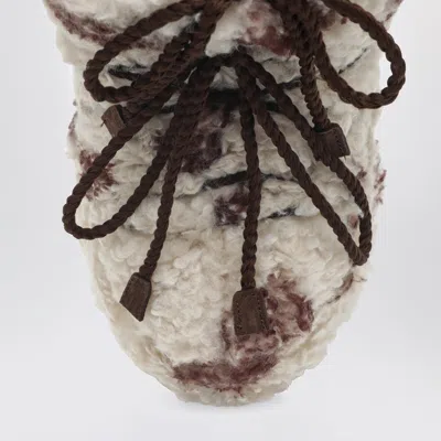 Moon Boot Icon Low Curly Boot With Cow Print In White