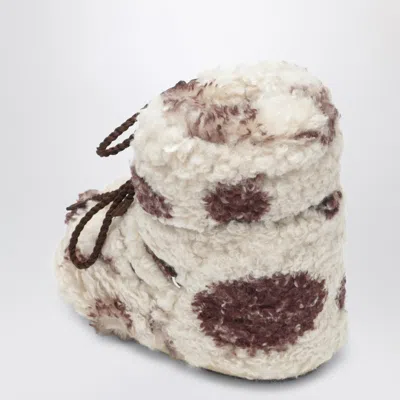 Moon Boot Icon Low Curly Boot With Cow Print In White