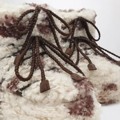 Moon Boot Icon Low Curly Boot With Cow Print In White