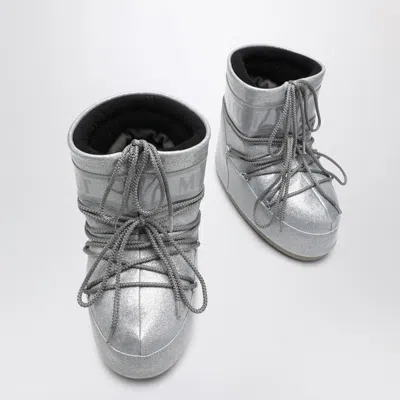 Moon Boot Silver Icon Low Boots With Glitter In Metallic