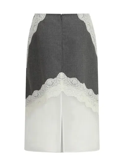 Jil Sander Gray Wool Skirt In Gray