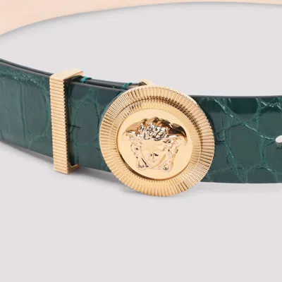 Versace Medusa-motif Leather Belt In Green