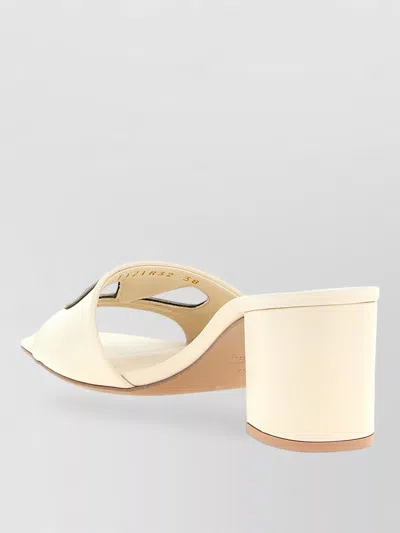 Valentino Vlogo Signature Block Heel Open Toe Slides In White