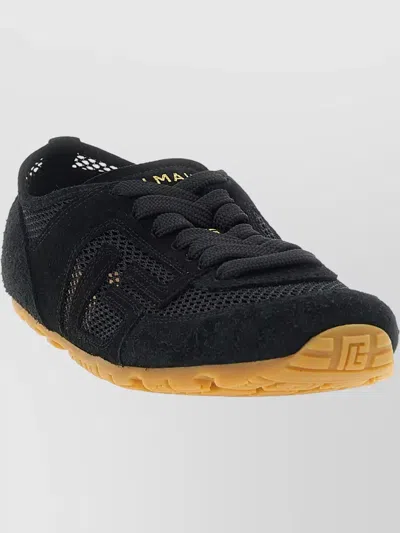 Balmain Racer 45 Suede And Perforated Mesh Sneakers In Multi