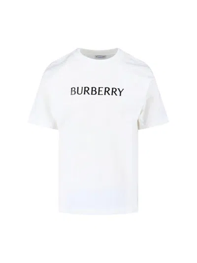 Burberry Cotton T Shirt Featuring Front Logo Print In White