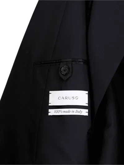 Caruso Double-breasted Suit In Black