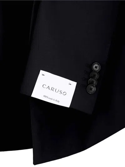 Caruso Double-breasted Suit In Black