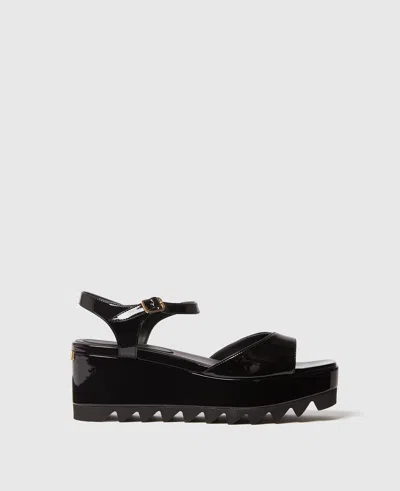 Stella Mccartney Platform Sandals Nylon Ankle Strap Silk Upper In Black