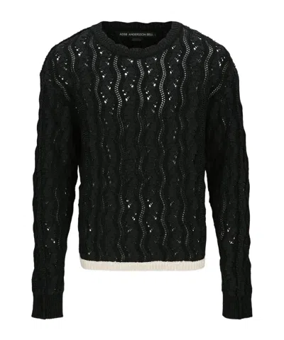 Andersson Bell Black Two-tone Wave Sweater In Black