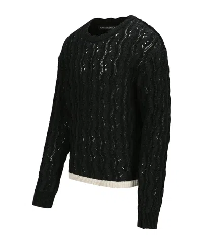 Andersson Bell Black Two-tone Wave Sweater In Black