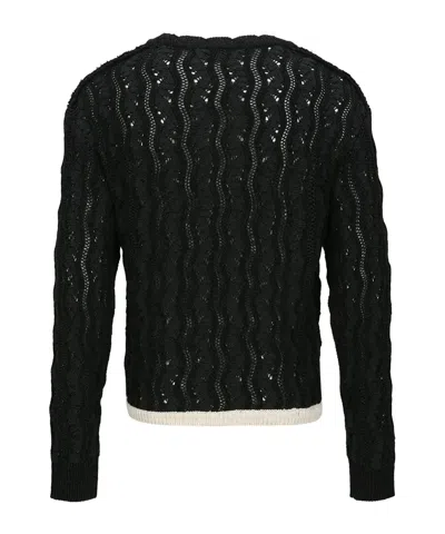 Andersson Bell Black Two-tone Wave Sweater In Black