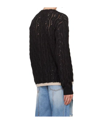 Andersson Bell Black Two-tone Wave Sweater In Black