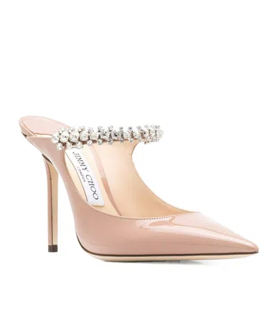 Jimmy Choo Pink Patent Leather Pumps With Crystal Strap